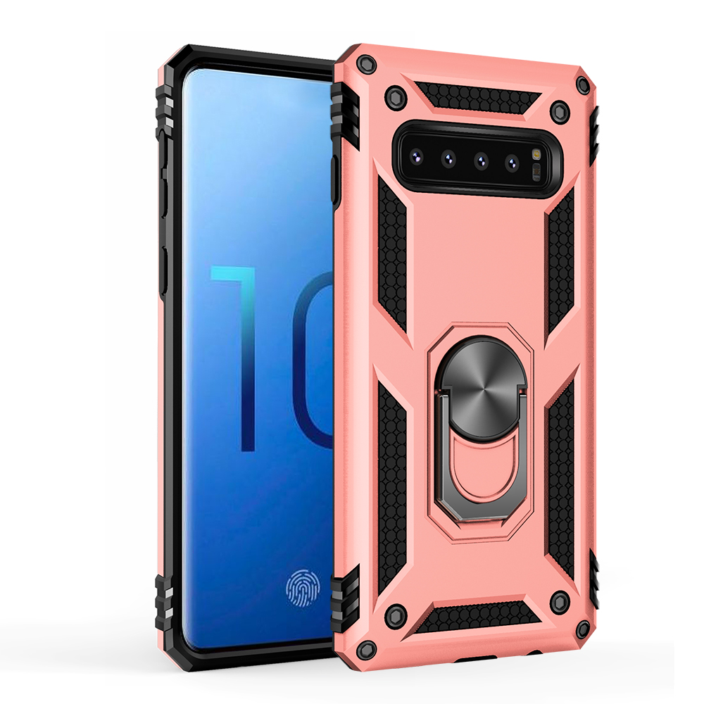 Galaxy S10 Tech Armor RING Grip Case with Metal Plate (Rose Gold)